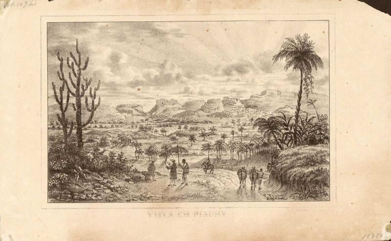 Vista da paisagem rural com figuras humanas, from the Cordel collection