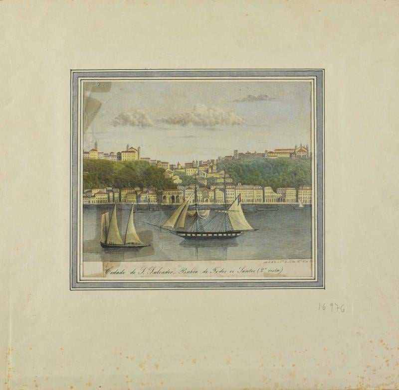 Vista do Porto de Santos com Barcos à Vela e Paisagem Urbana, from the Cordel collection