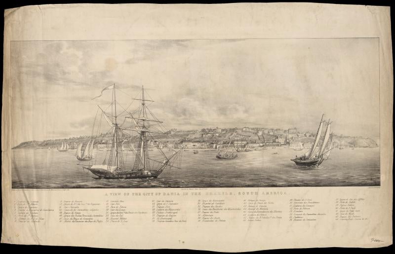 Vista da Cidade de Natal com embarcações no litoral do Brasil, from the Cordel collection