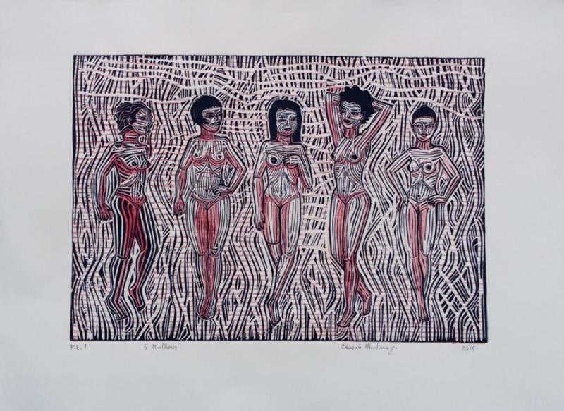 Artista Eduardo Montenegro gravura As Cinco Mulheres, from the Cordel collection