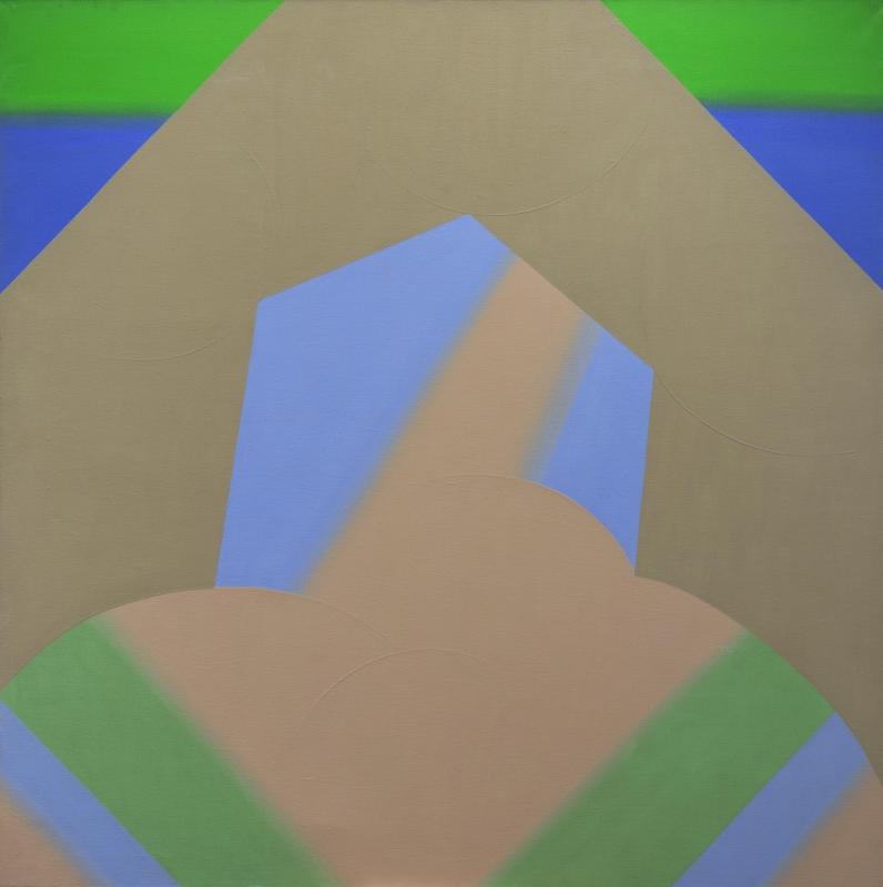 Pintura abstrata contemporânea em tons terrosos e azuis, from the Cordel collection