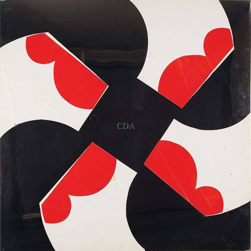 Obra de arte abstrata em vermelho e preto da coleção Cordel