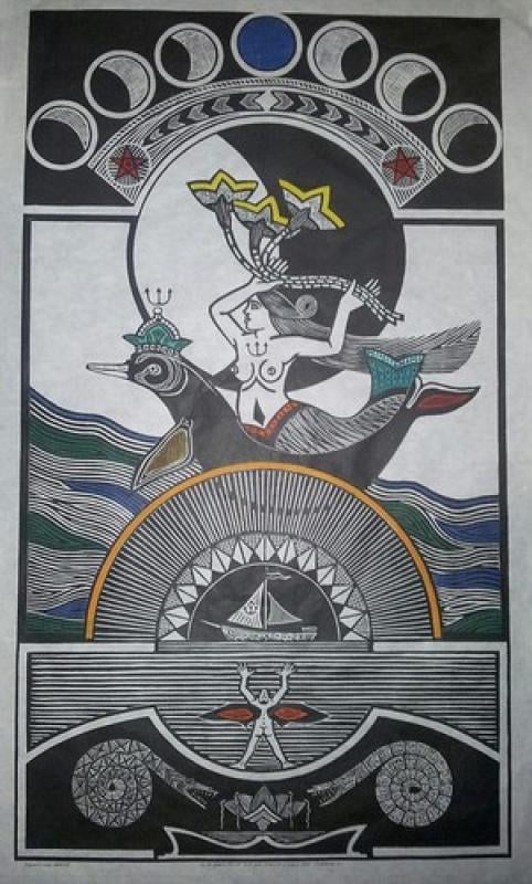 Ilustração de Cordel com temática marinha e figuras mitológicas