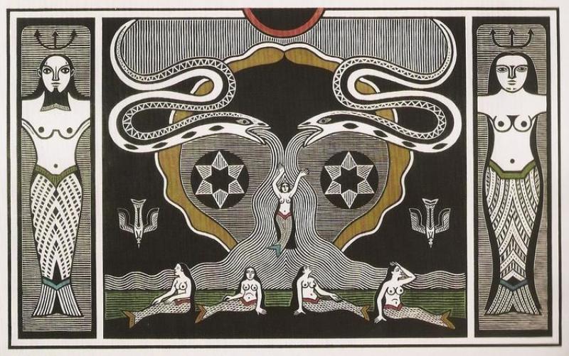 Xilogravura de Gilvan Samico com figuras mitológicas, from the Cordel collection