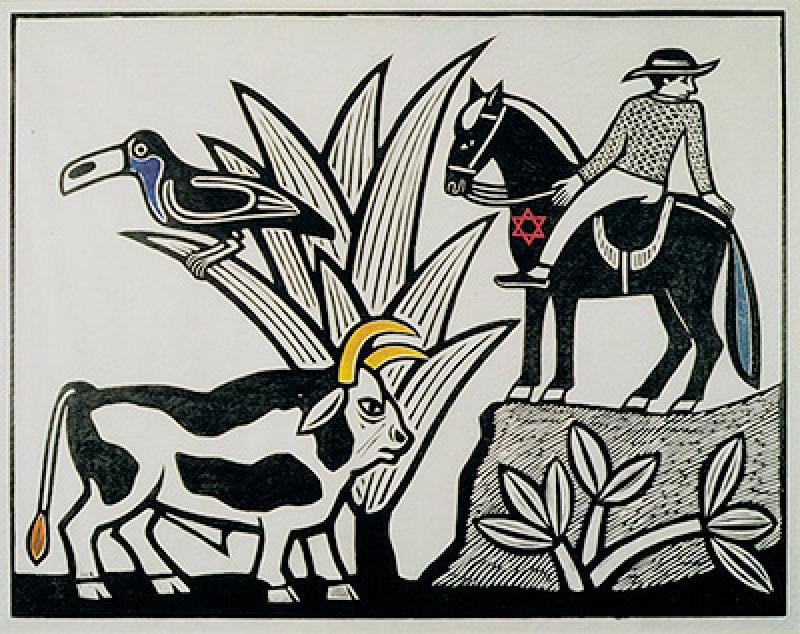 Cenário de Cordel com Cavalo, Bicho e Vegetação