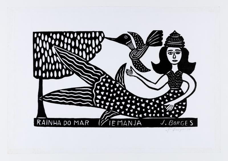 Ilustração de Iemanjá em estilo cordel por J. Borges