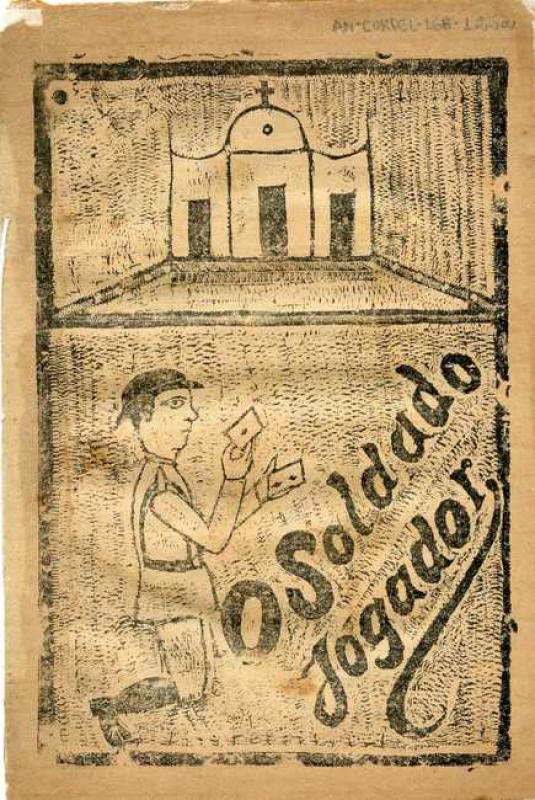 Cordel O Soldado Jogador com Ilustração de Personagem e Cenário