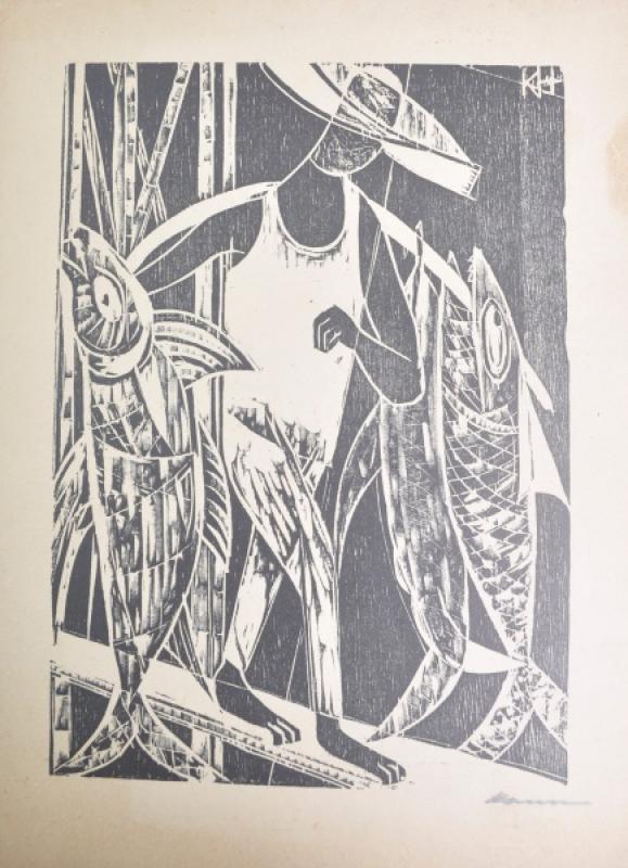 HANSEN BAHIA , "Pescador" , xilogravura sobre papel , assinada no canto inferior direito…, by Hansen Bahia, from the Engraving collection
