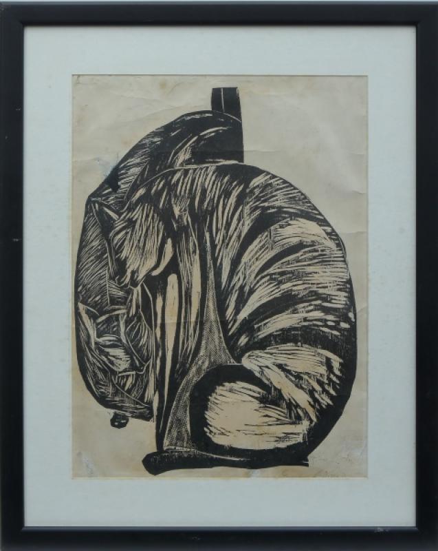 EMANOEL ARAÚJO - "Gato". Xilogravura em preto e branco sobre papel 52 x 38 cm, assinado…, by Emanoel Araújo, from the Engraving collection