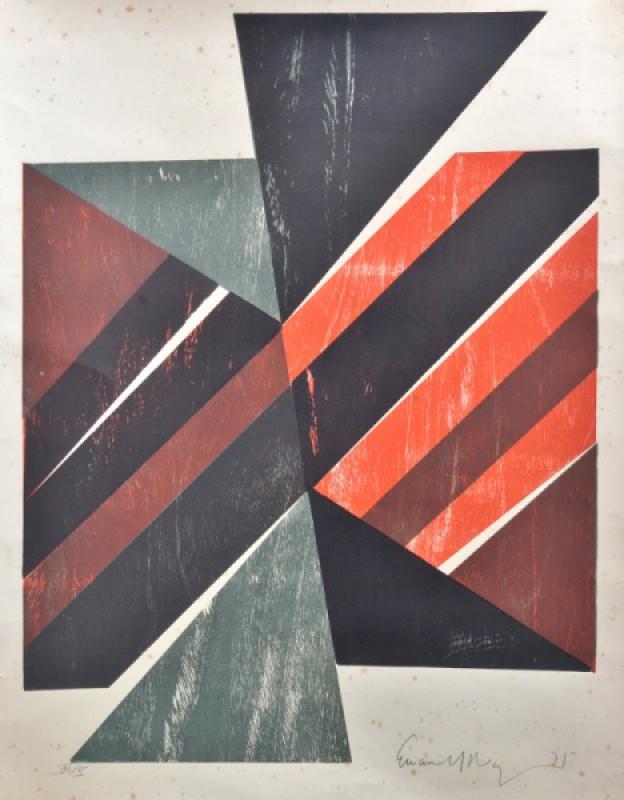 EMANOEL ARAÚJO - "Composição". Xilogravura em cores sobre papel. Medida do taco, 65 x…, by Emanoel Araújo, from the Engraving collection