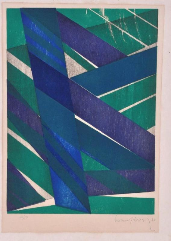 EMANOEL ARAUJO 73. "Abstrato", xilogravura a quatro cores, 50 x 36 cm. datado de 73. Sem…, by Emanoel Araújo, from the Engraving collection