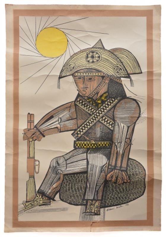 ALDEMIR MARTINS - ( 1922 - 2006 ) "Cangaceiro". Serigrafia colorida, 51 x 33 cm…, by Aldemir Martins