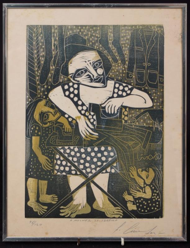 CIRO FERNANDES - "A MULHER DO OBREIRO", xilogravura da série 96/120, 42 x 32 cm total…, by Ciro Fernandes, from the Art collection