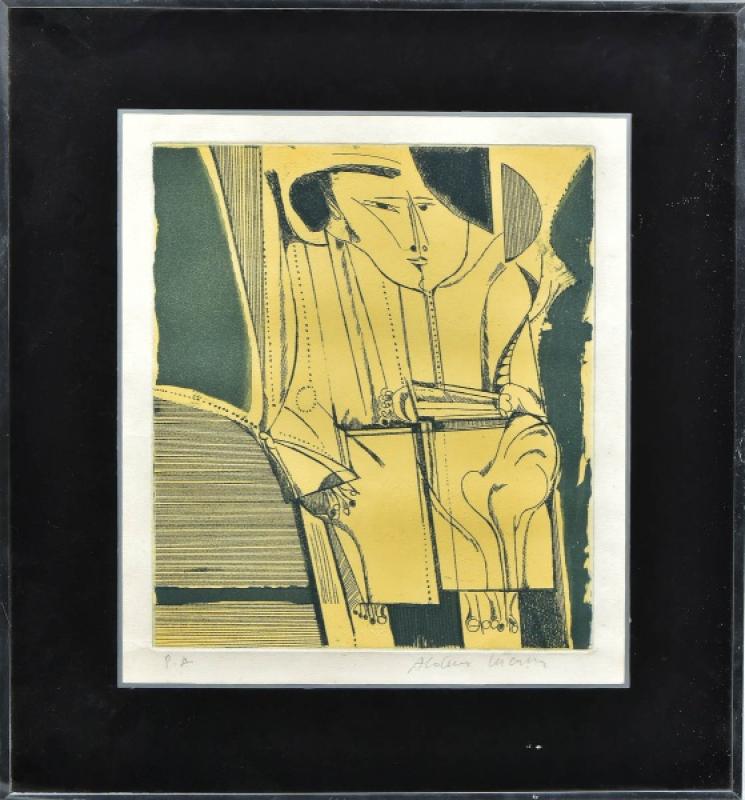 ALDEMIR MARTINS - "Figura", serigrafia colorida, P.A., 39 x 34 cm. Assinada no canto…, by Aldemir Martins