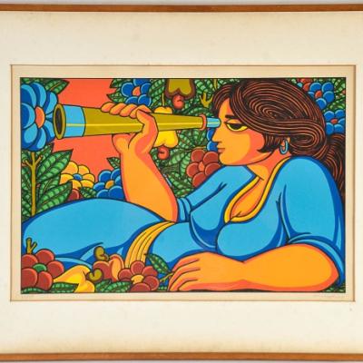WELLINGTON VIRGOLINO - "Figura olhando na luneta", serigrafia colorida, 63/100, 44 x 63…, by Wellington Virgolino, from the Packaging collection