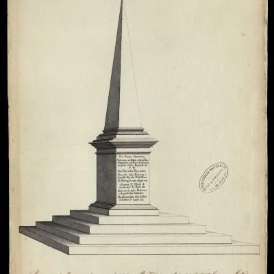 Desenho de monumento obelisco com inscrição manuscrita, from the Packaging collection