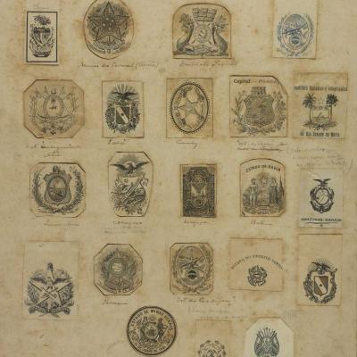 Gravuras de emblemas e selos históricos em coleção, from the Engraving collection