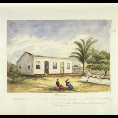 Casa colonial com figuras em cena rural no Brasil, from the Engraving collection
