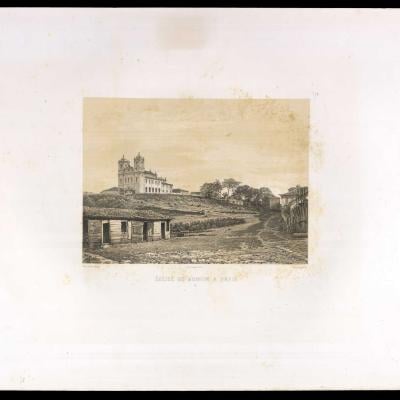 Gravura de paisagem rural com edifícios históricos, from the Engraving collection