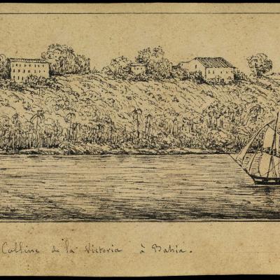 Gravura de barco à vela na costa de Salvador, from the Engraving collection