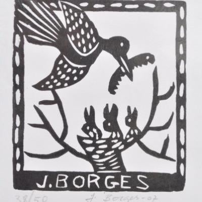 J.BORGES , xilogravura sobre papel , 38 / 50 , assinada e datada - 07 , med : 32 x 22 cm, by J. Borges, from the Logos collection