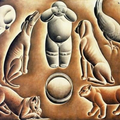 Pintura abstrata contemporânea com elementos figurativos, from the Painting collection