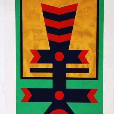 Pintura abstrata com formas geométricas e cores vibrantes, from the Painting collection