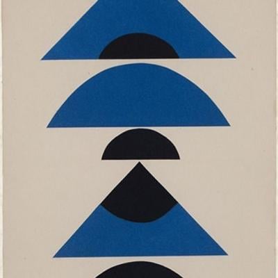 Pintura abstrata com formas geométricas em azul e preto, from the Painting collection