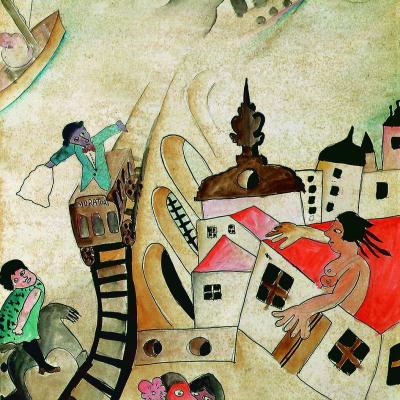 Pintura surrealista com figuras e paisagens urbanas, from the Painting collection