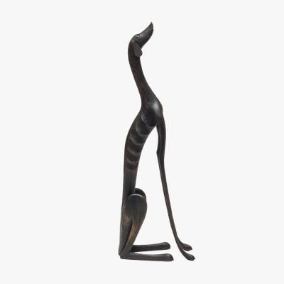 Escultura Cachorro em Madeira Escura Sentado Olhando para Cima - Marcos de Sertânia, by Marcos de Sertânia, from the Objetos collection